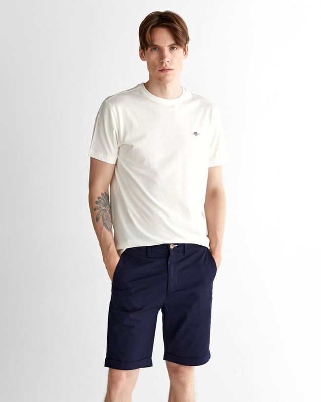  GANT Erkek Krem Regular Fit Bisiklet Yaka T-Shirt
