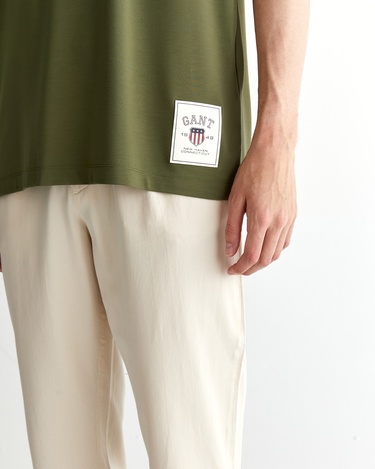  GANT Erkek Yeşil Relaxed Fit Bisiklet Yaka Logolu T-Shirt