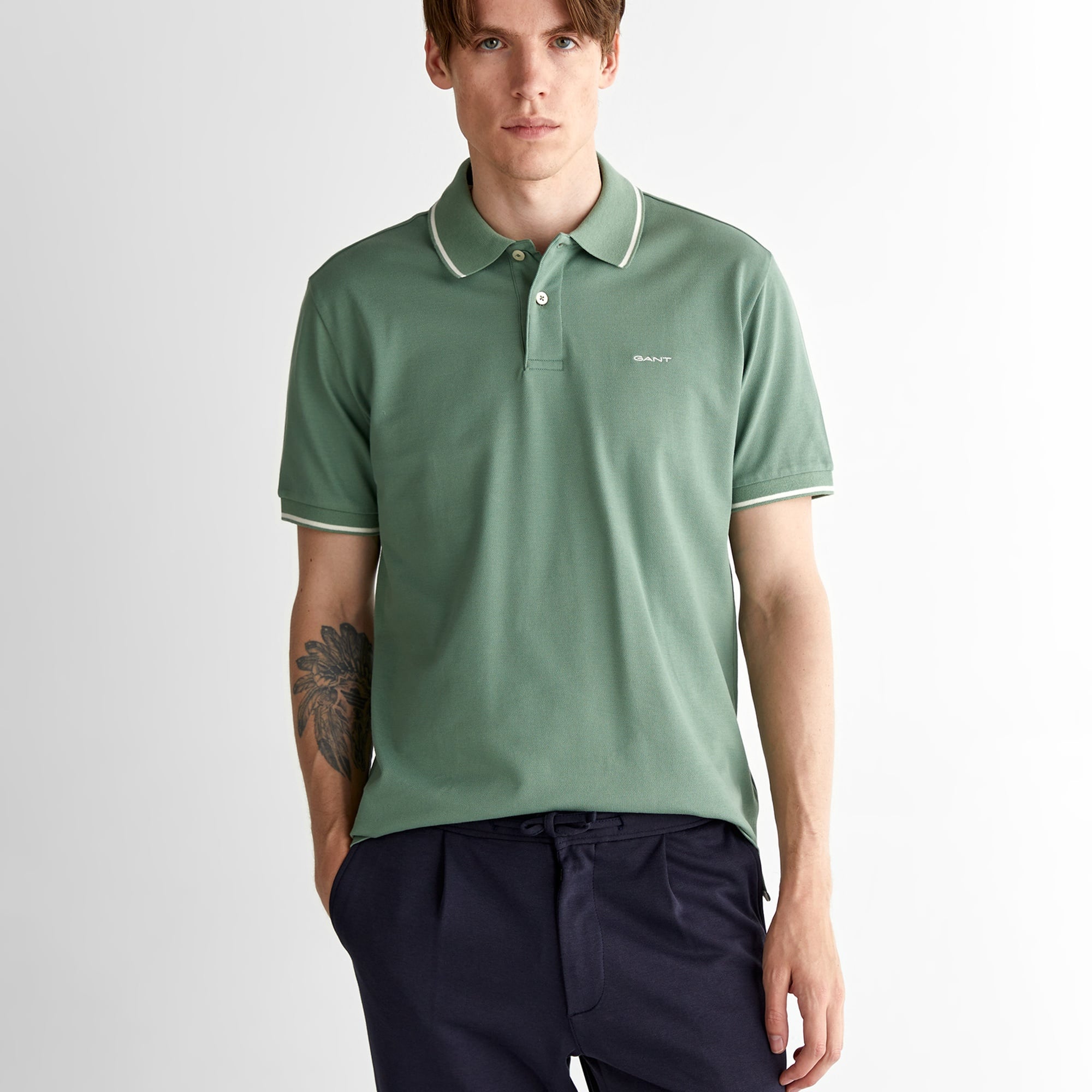 GANT Erkek Yeşil Regular Fit Polo