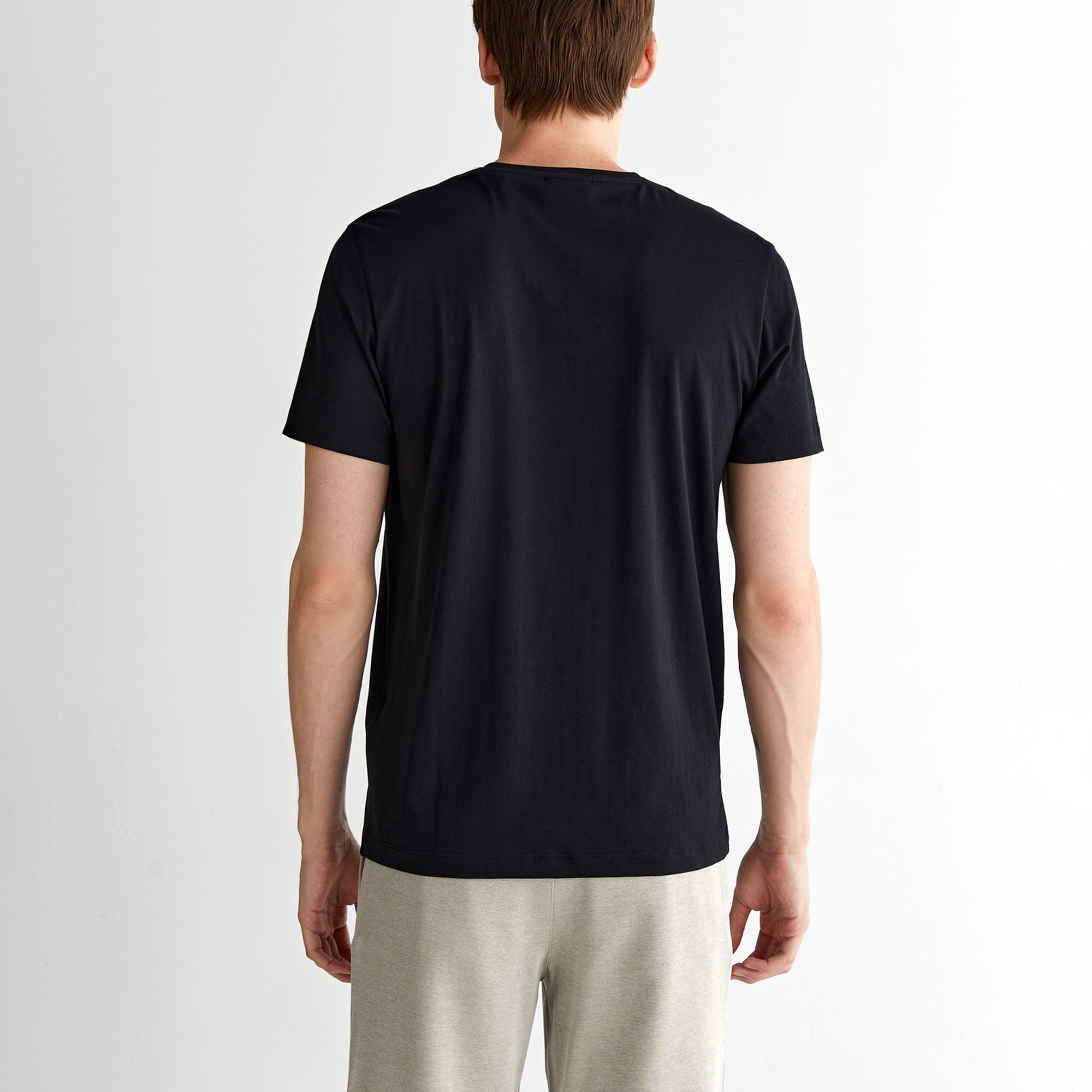 GANT Erkek Siyah Regular Fit Bisiklet Yaka T-Shirt