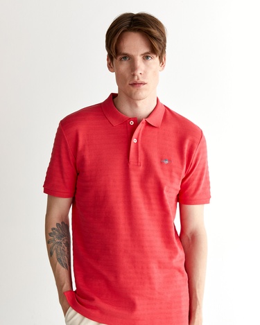  GANT Erkek Kırmızı Regular Fit Çizgili Polo