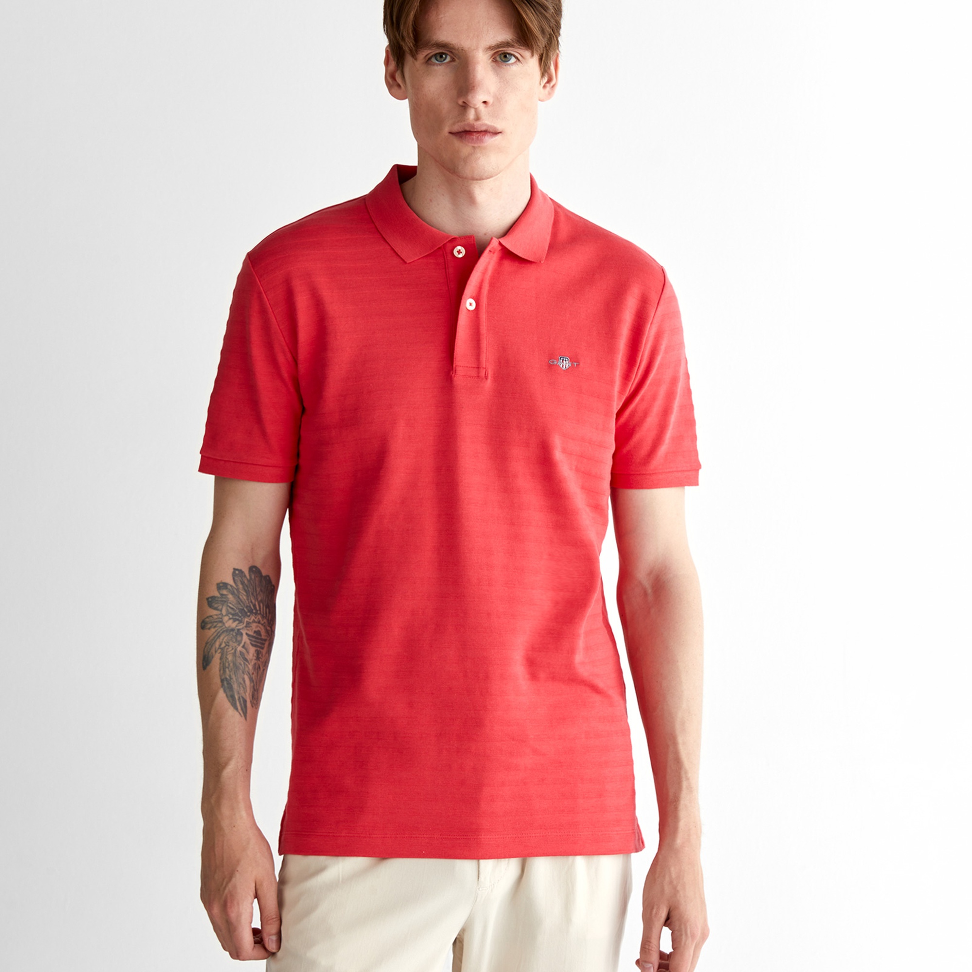 GANT Erkek Kırmızı Regular Fit Çizgili Polo