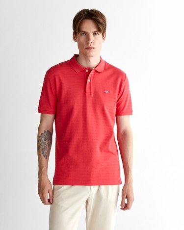  GANT Erkek Kırmızı Regular Fit Çizgili Polo