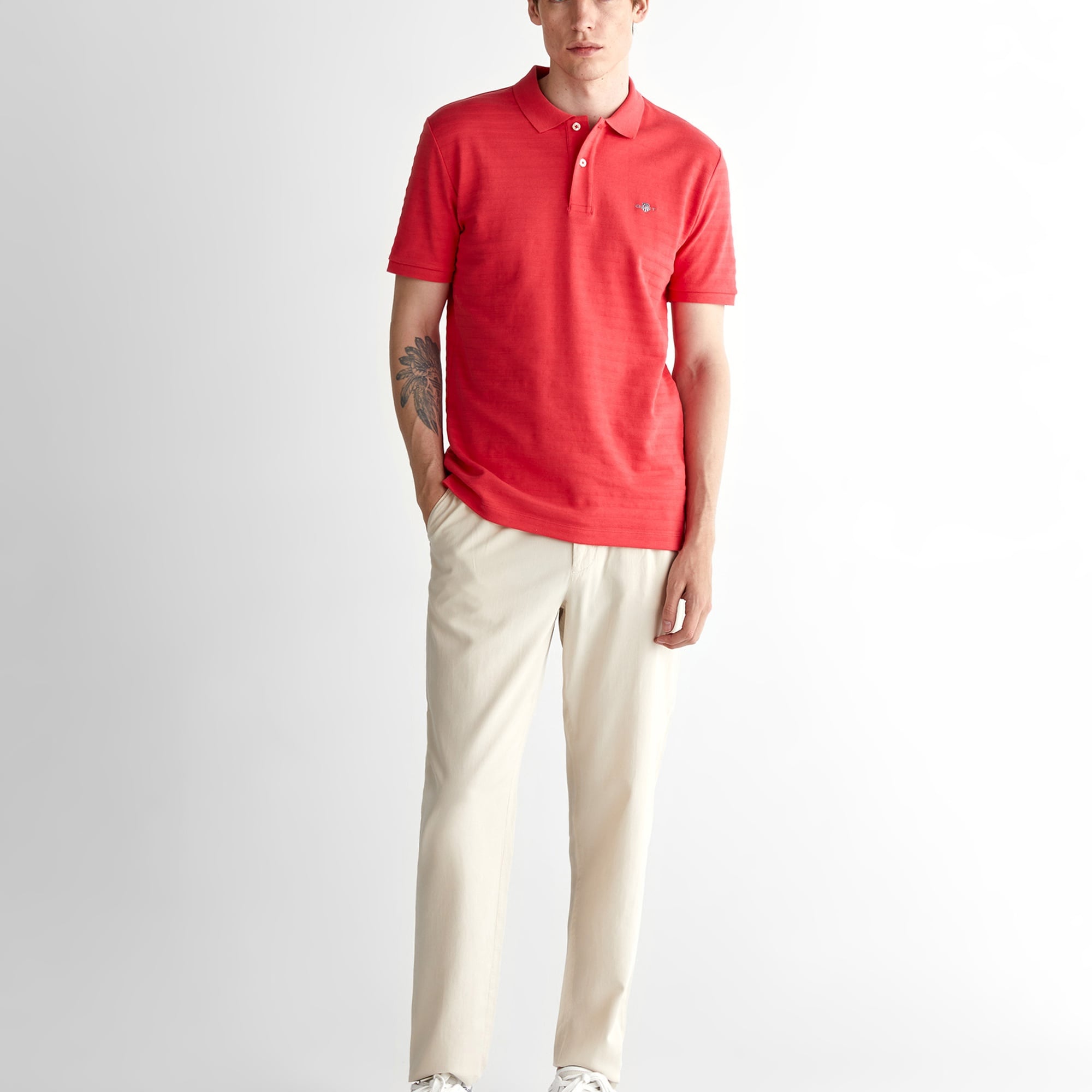 GANT Erkek Kırmızı Regular Fit Çizgili Polo
