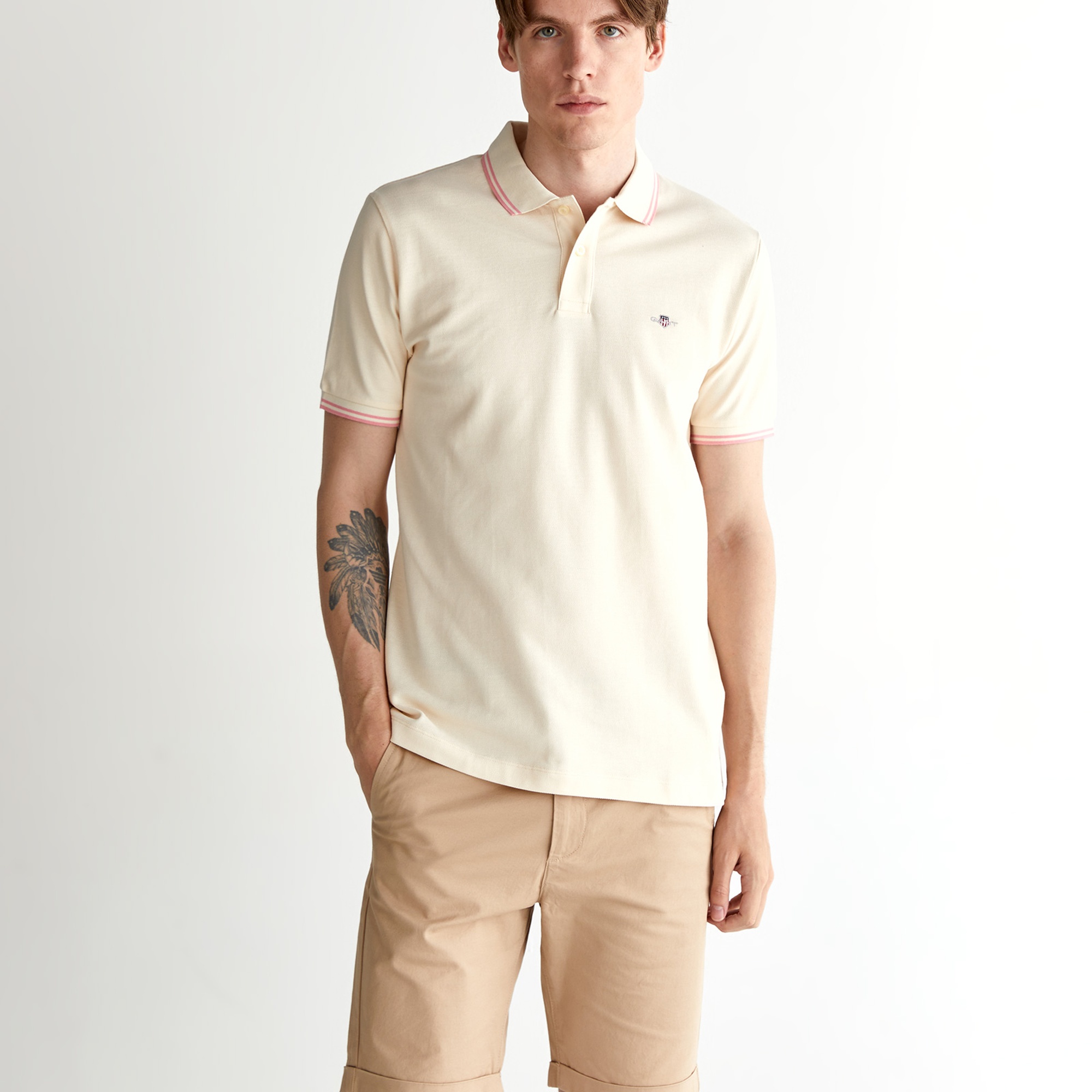 GANT Erkek Krem Regular Fit Polo