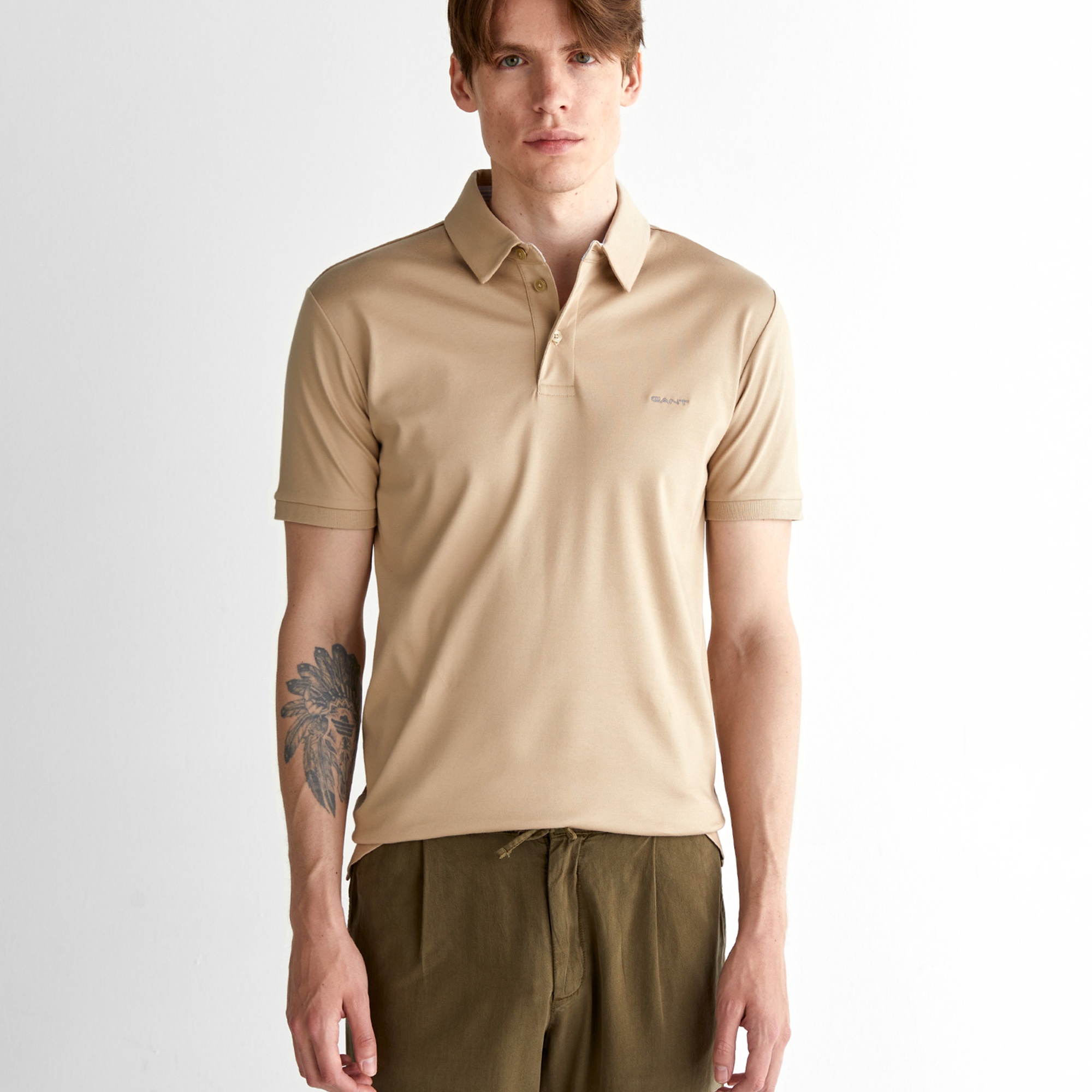 GANT Erkek Bej Slim Fit Polo
