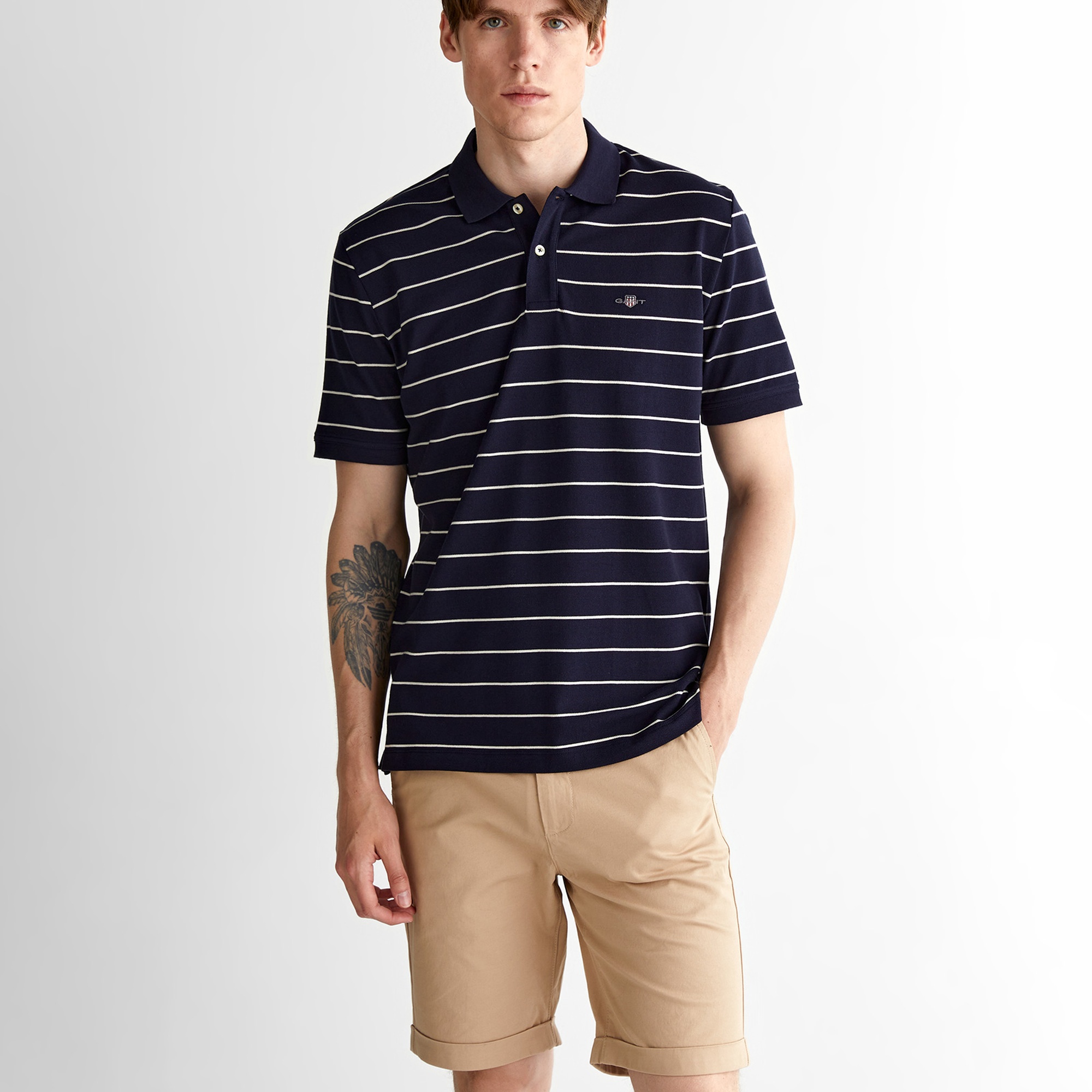 GANT Erkek Lacivert Regular Fit Çizgili Polo