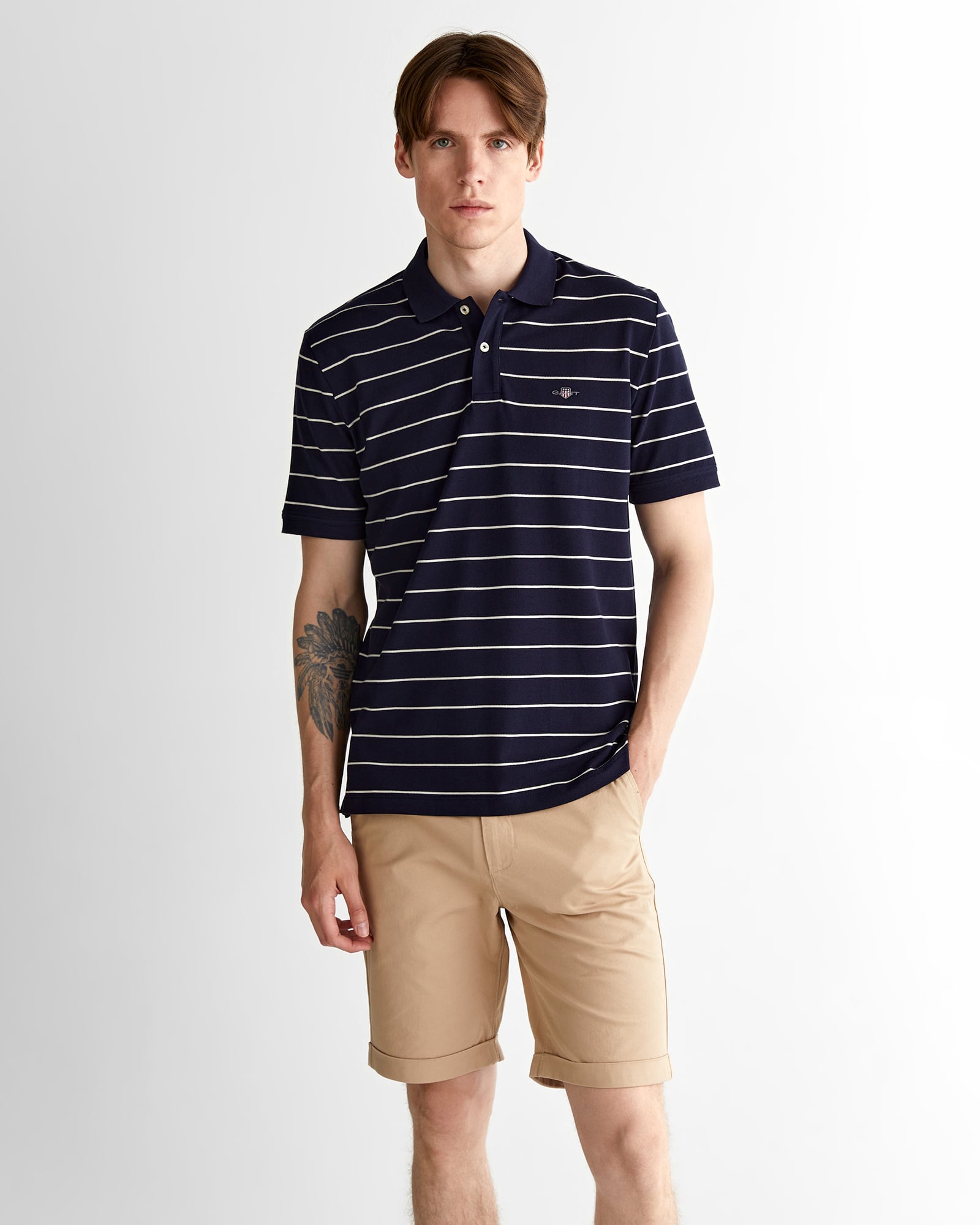  GANT Erkek Lacivert Regular Fit Çizgili Polo