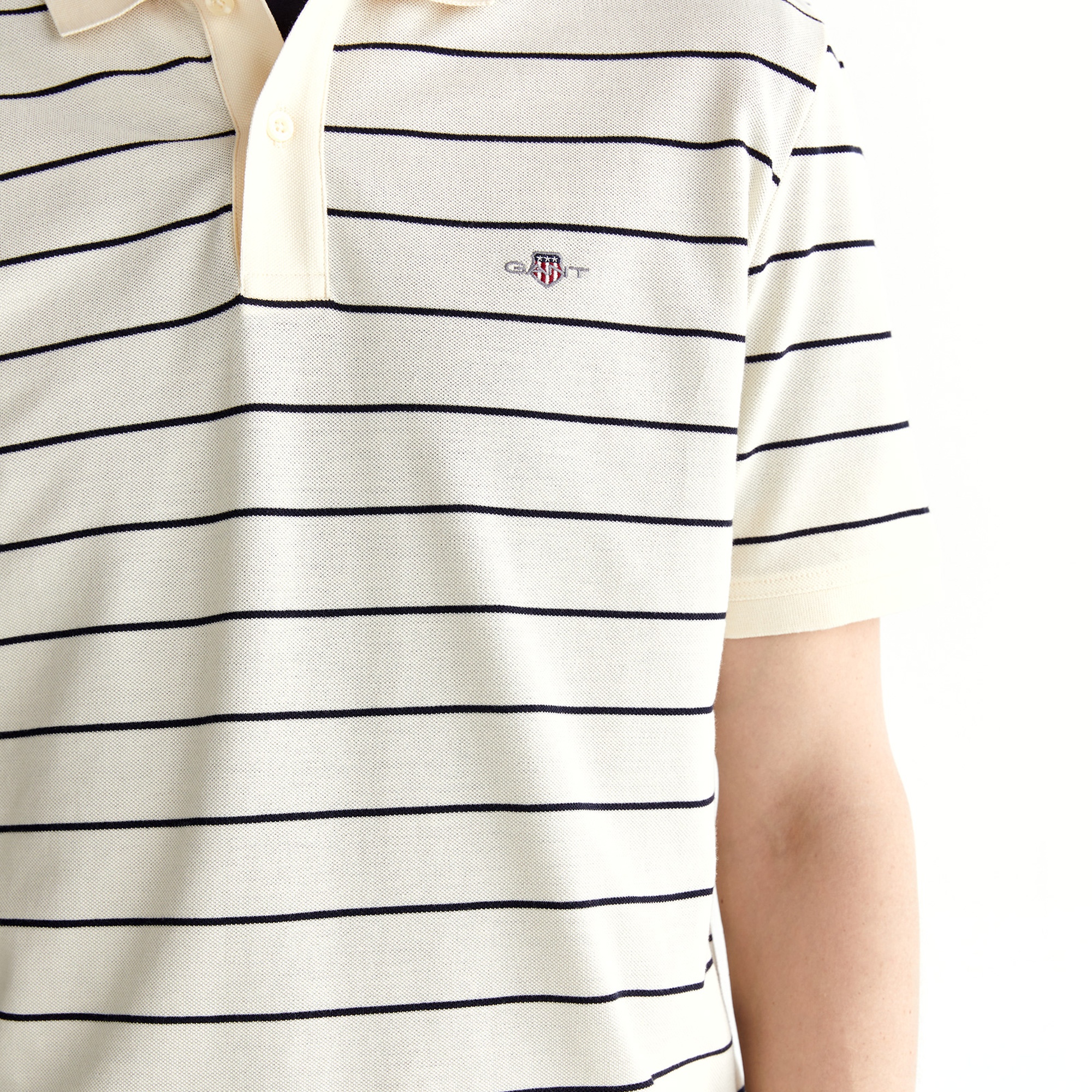 GANT Erkek Krem Regular Fit Çizgili Polo