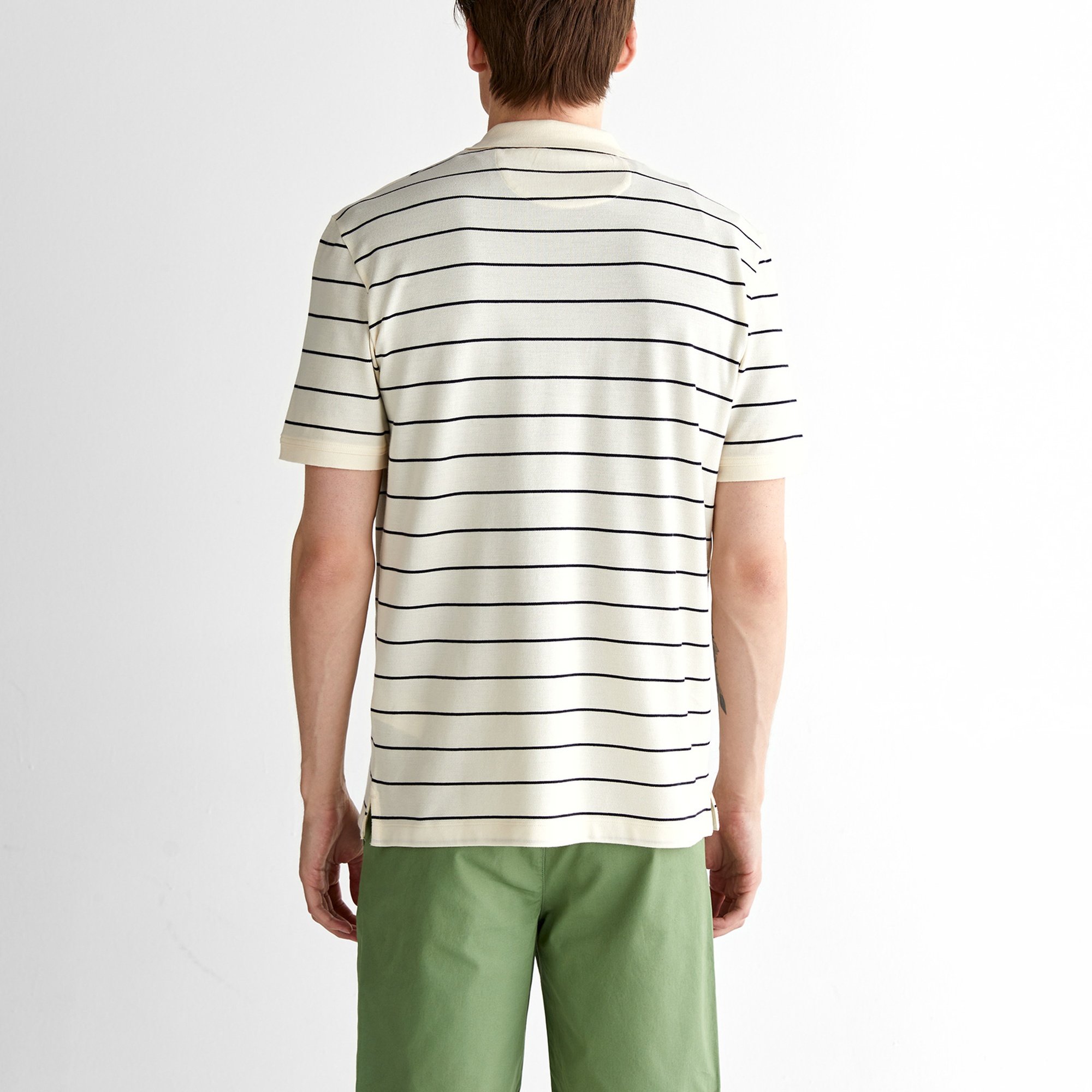 GANT Erkek Krem Regular Fit Çizgili Polo