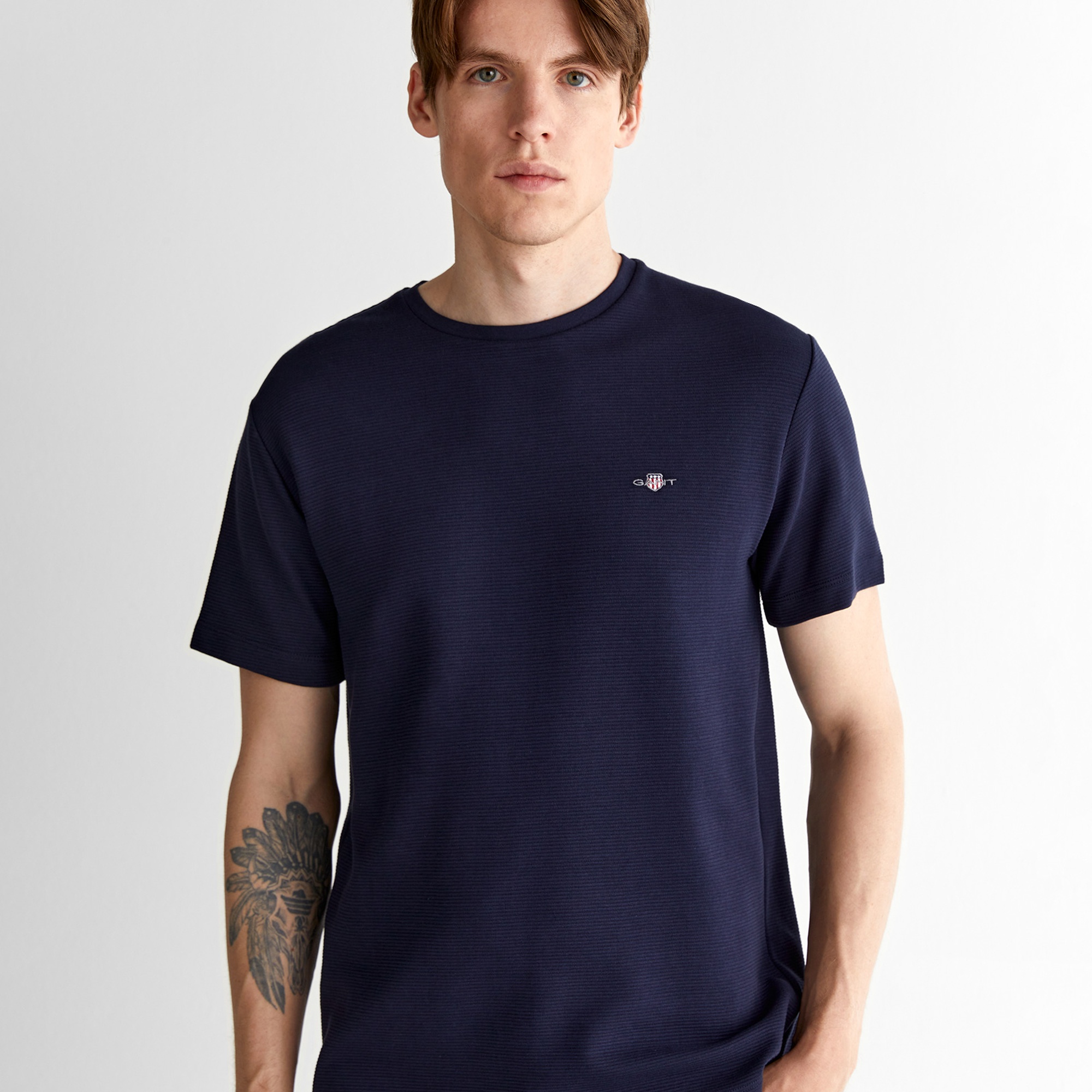 GANT Erkek Lacivert Regular Fit Bisiklet Yaka T-Shirt