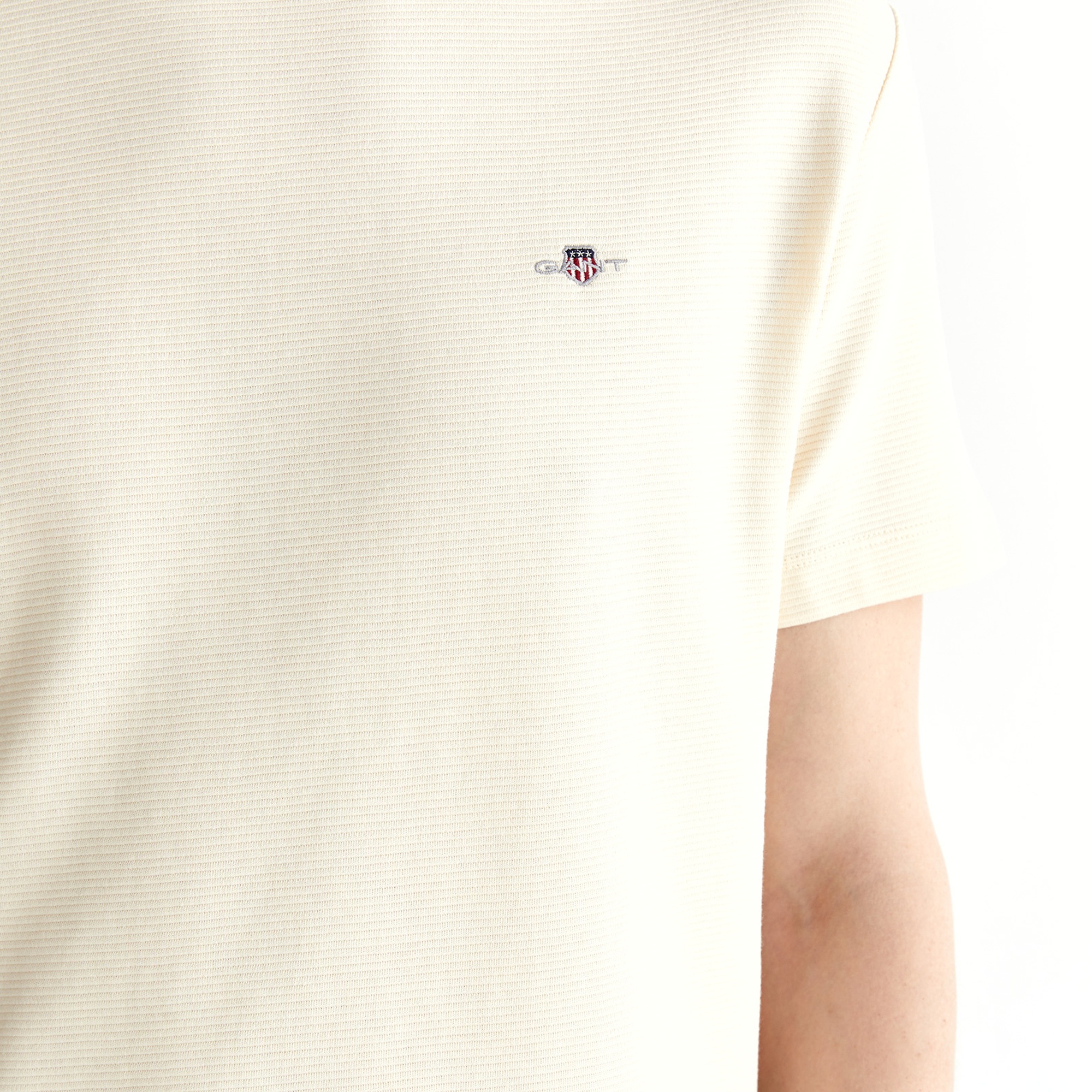 GANT Erkek Krem Regular Fit Bisiklet Yaka T-Shirt