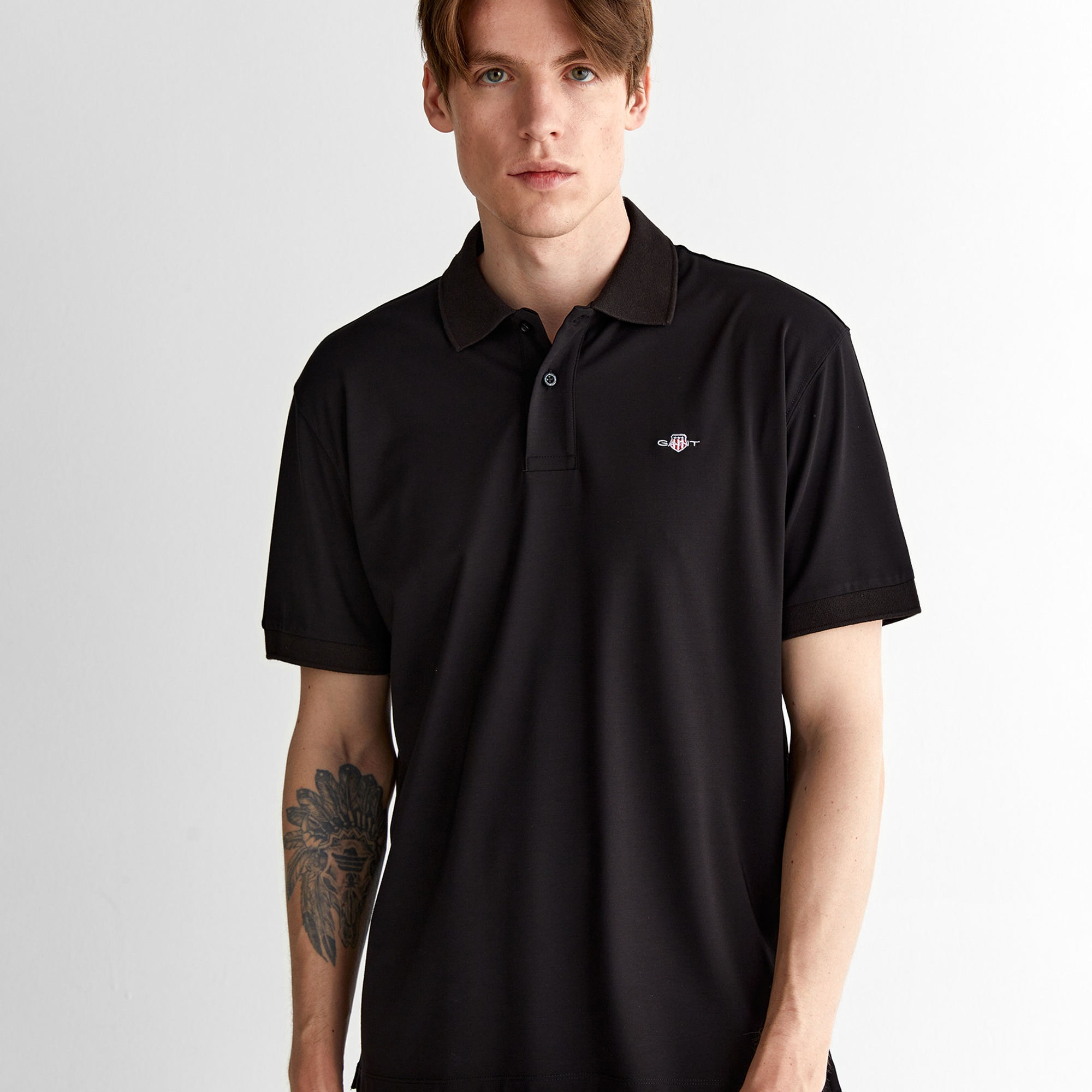 GANT Erkek Siyah Relaxed Fit Polo