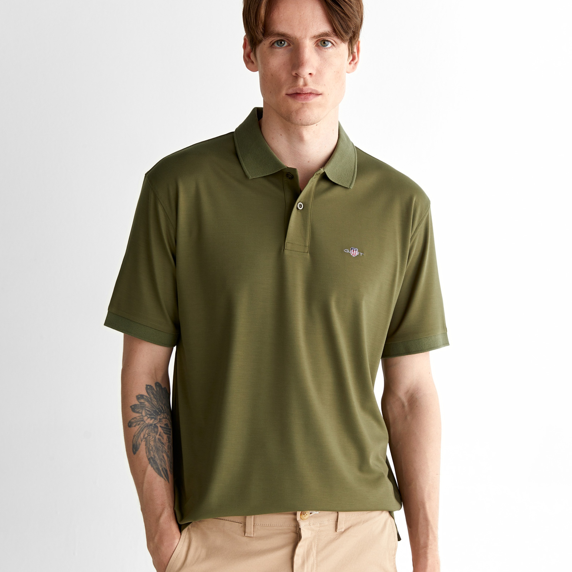 GANT Erkek Yeşil Relaxed Fit Polo