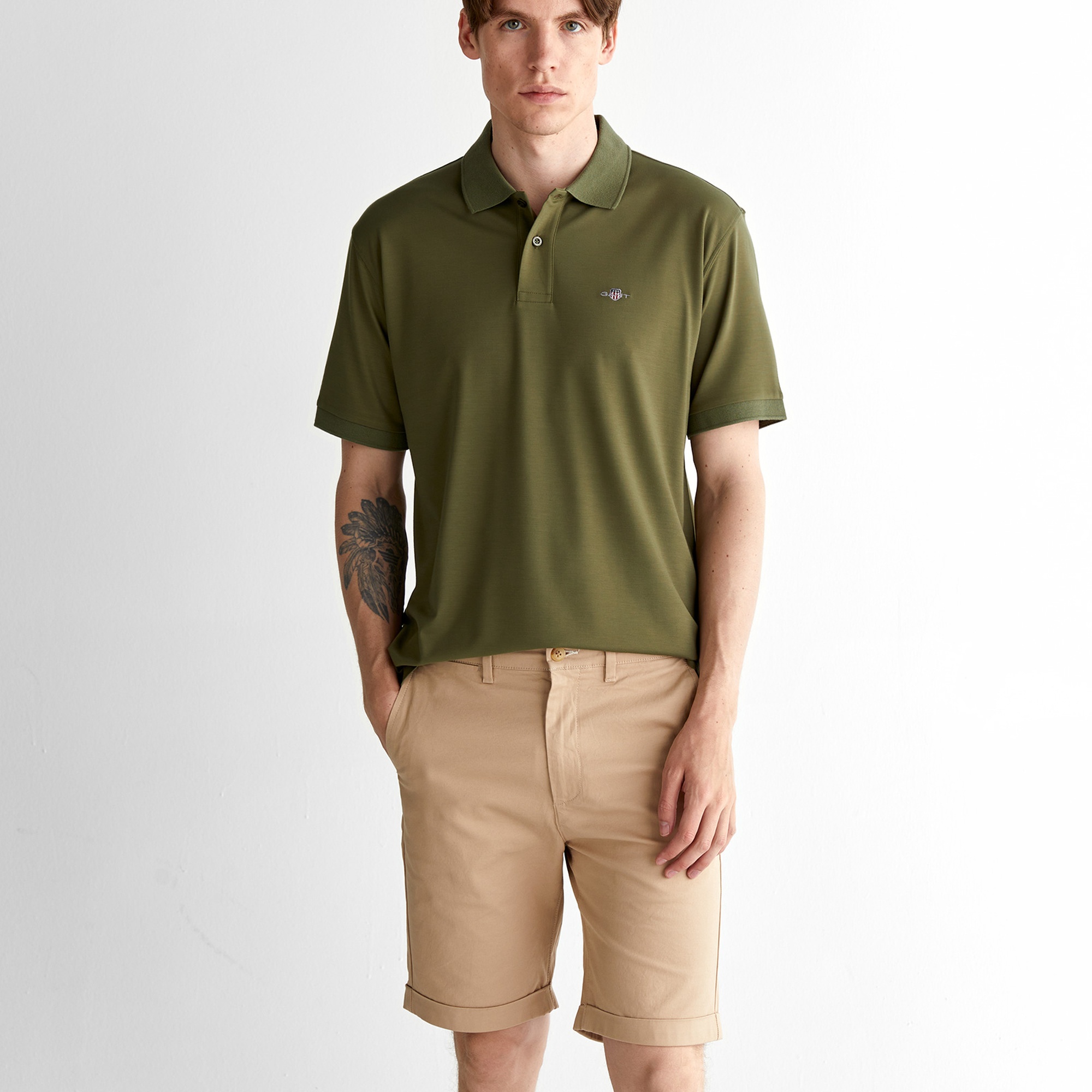 GANT Erkek Yeşil Relaxed Fit Polo