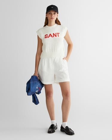  GANT Kadın Krem Bisiklet Yaka Logolu Triko
