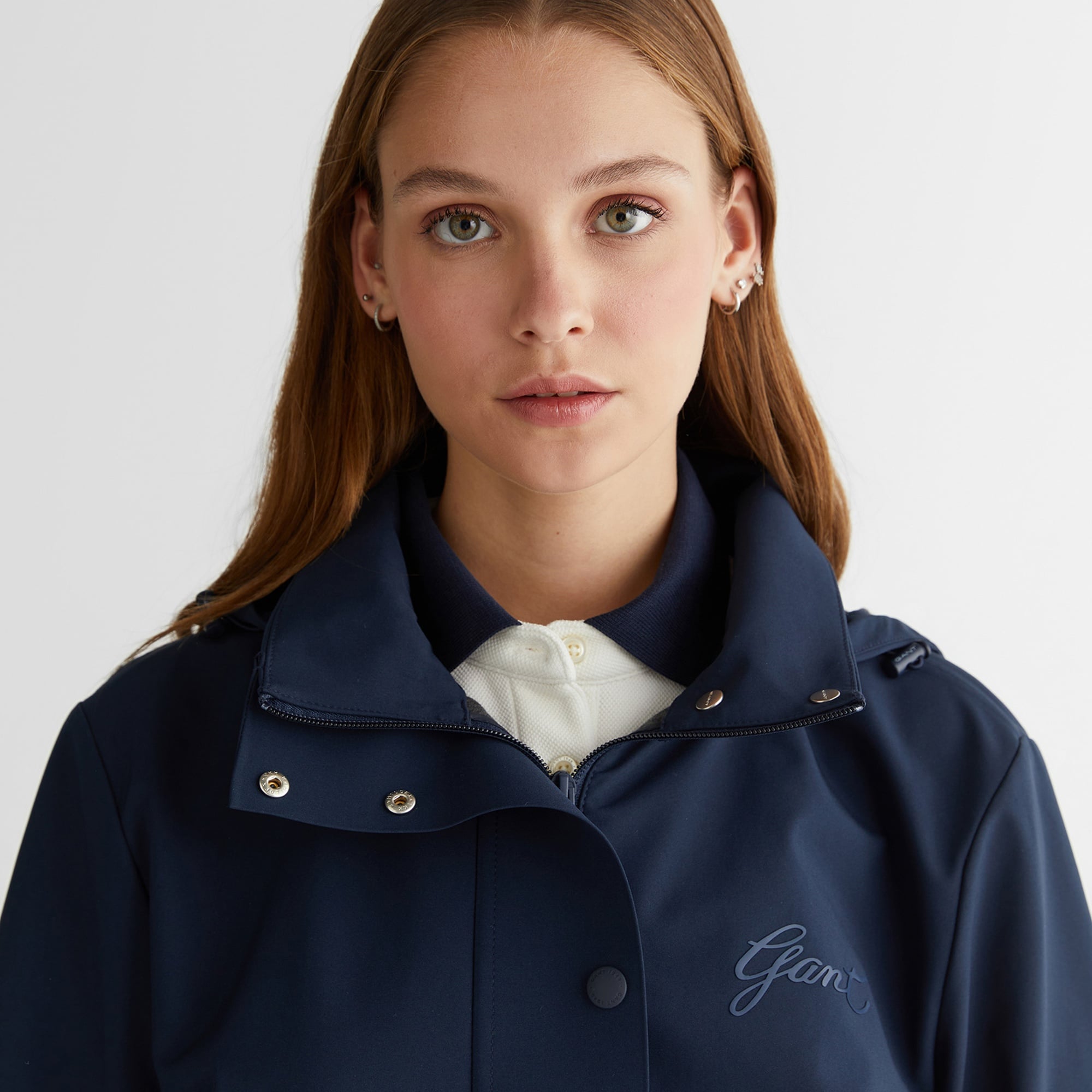 GANT Kadın Lacivert Kapüşonlu Logolu Ceket