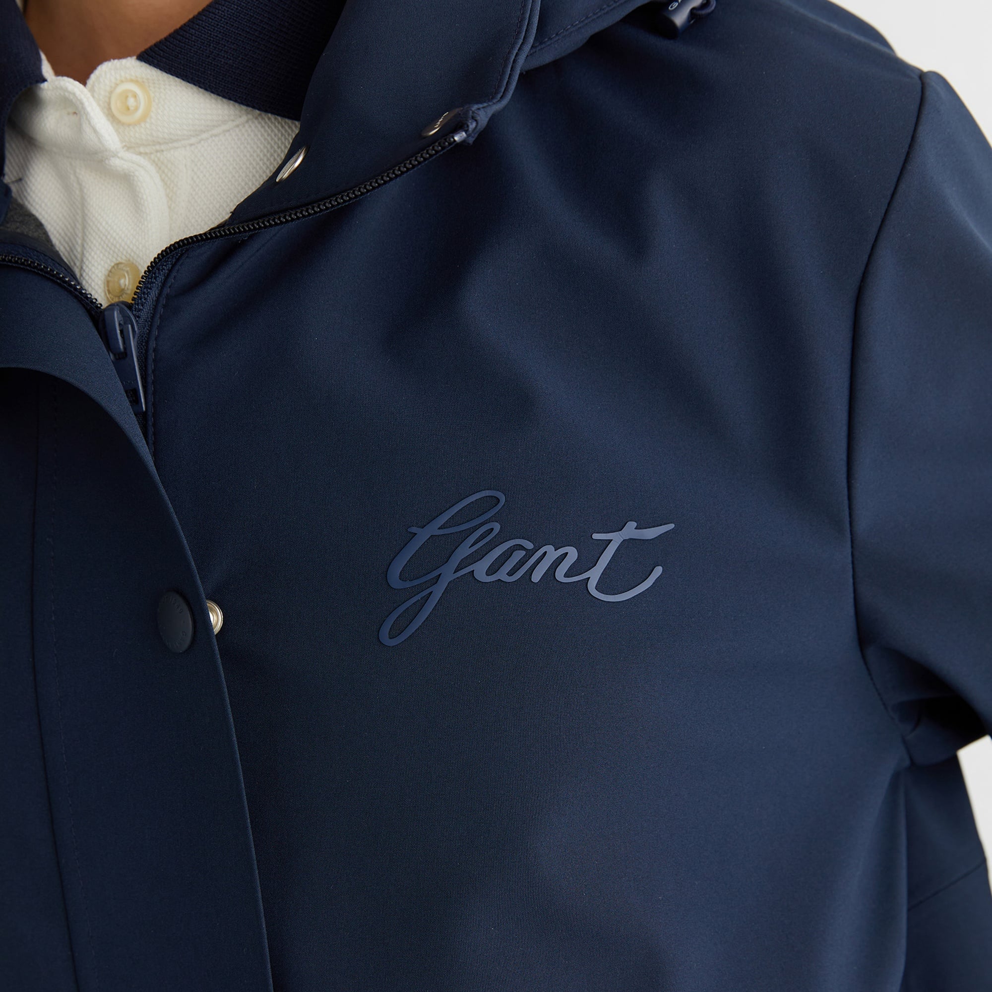 GANT Kadın Lacivert Kapüşonlu Logolu Ceket