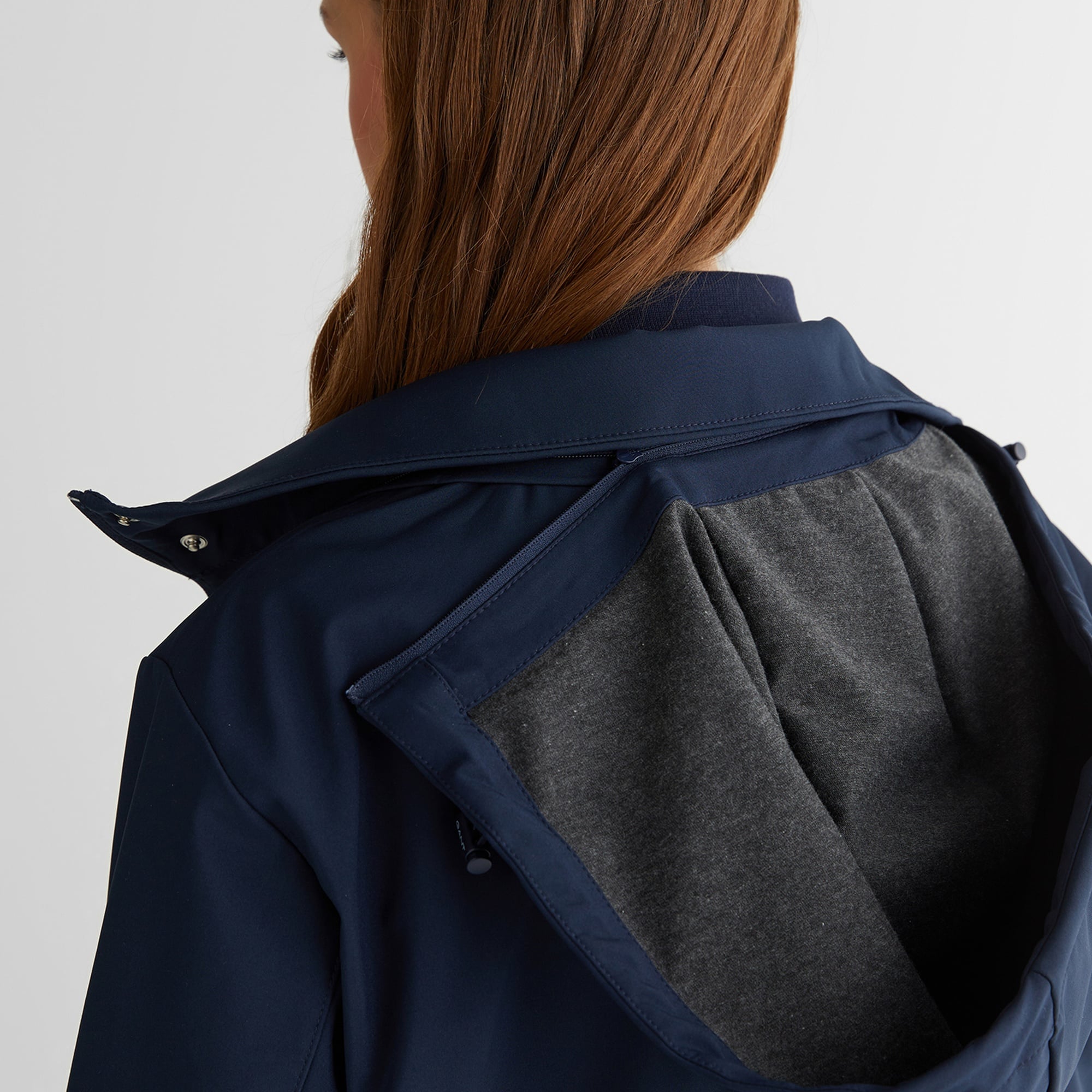 GANT Kadın Lacivert Kapüşonlu Logolu Ceket