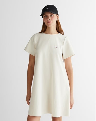  GANT Kadın Krem Bisiklet Yaka Logolu Elbise