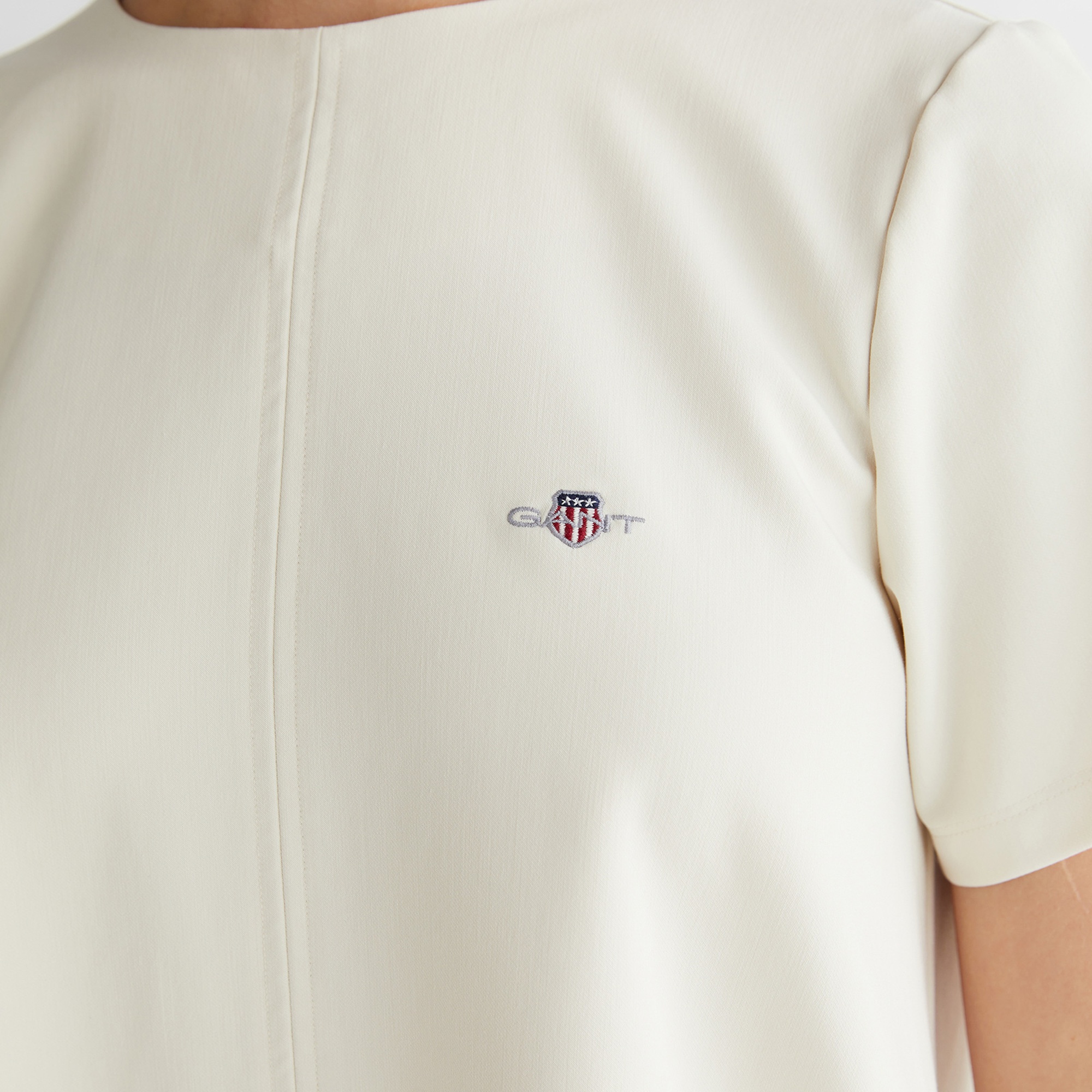 GANT Kadın Krem Bisiklet Yaka Logolu Elbise