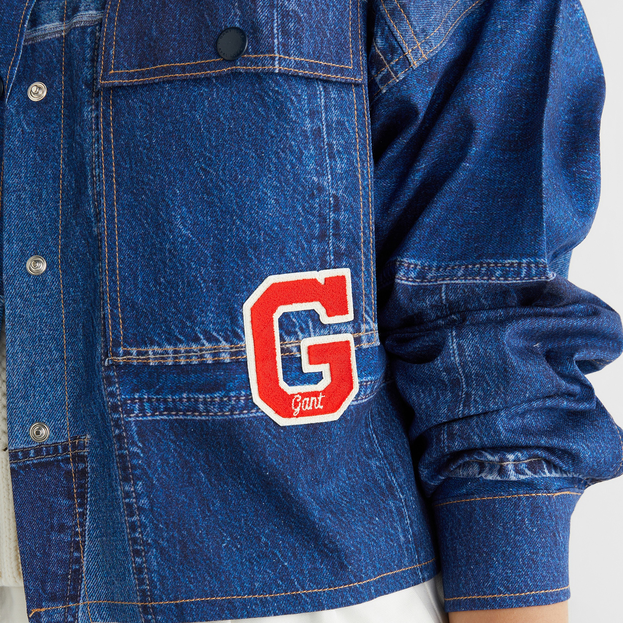 GANT Kadın Mavi Klasik Yaka Logolu Denim Ceket