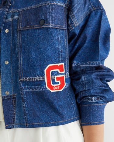  GANT Kadın Mavi Klasik Yaka Logolu Denim Ceket