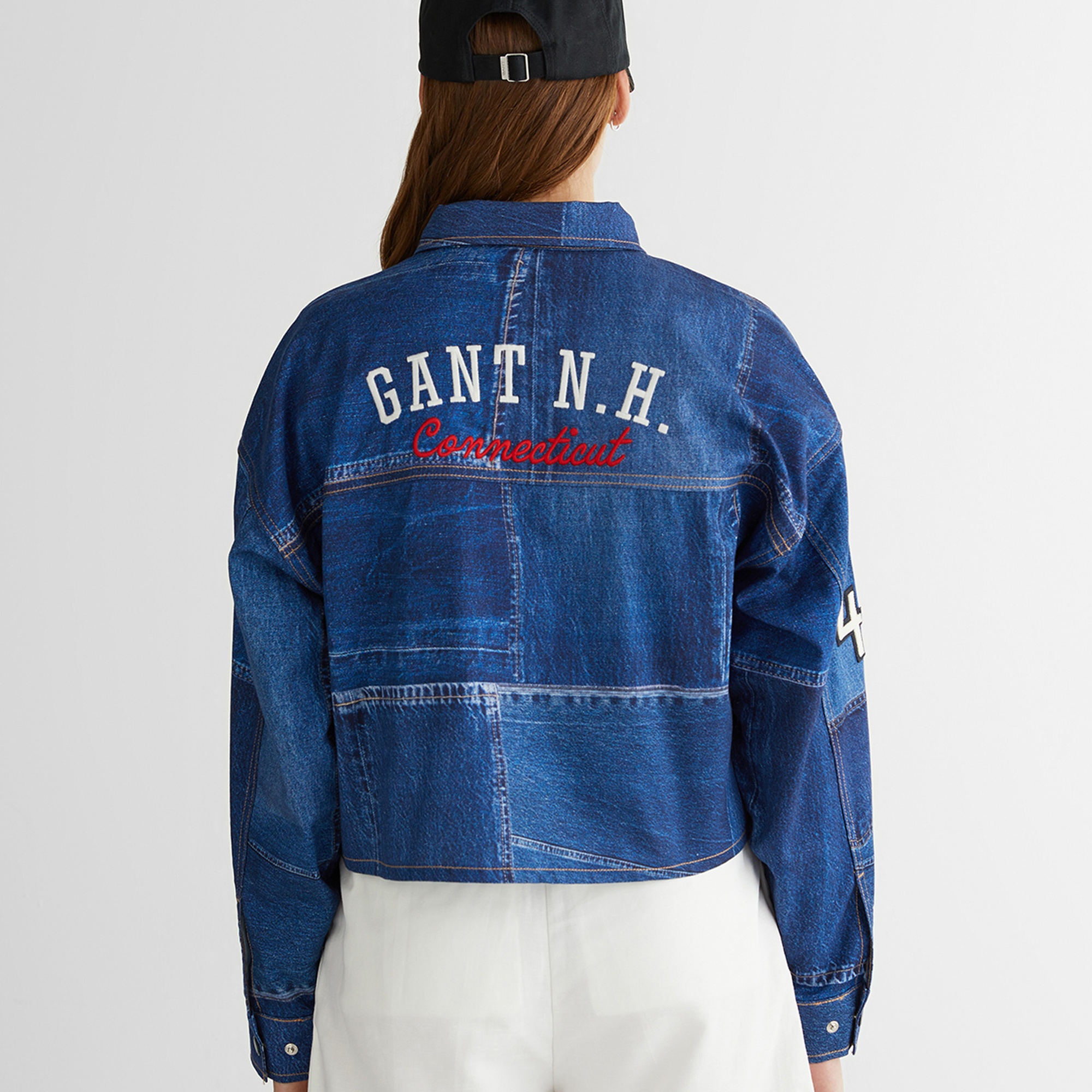 GANT Kadın Mavi Klasik Yaka Logolu Denim Ceket