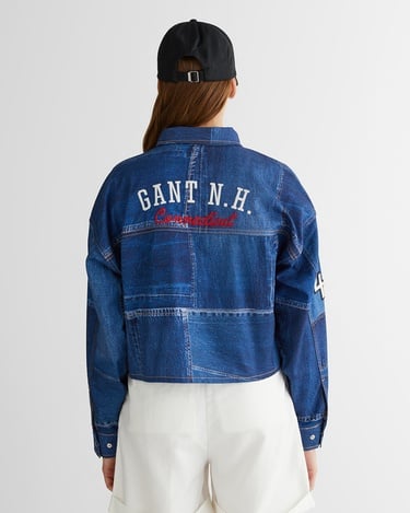  GANT Kadın Mavi Klasik Yaka Logolu Denim Ceket