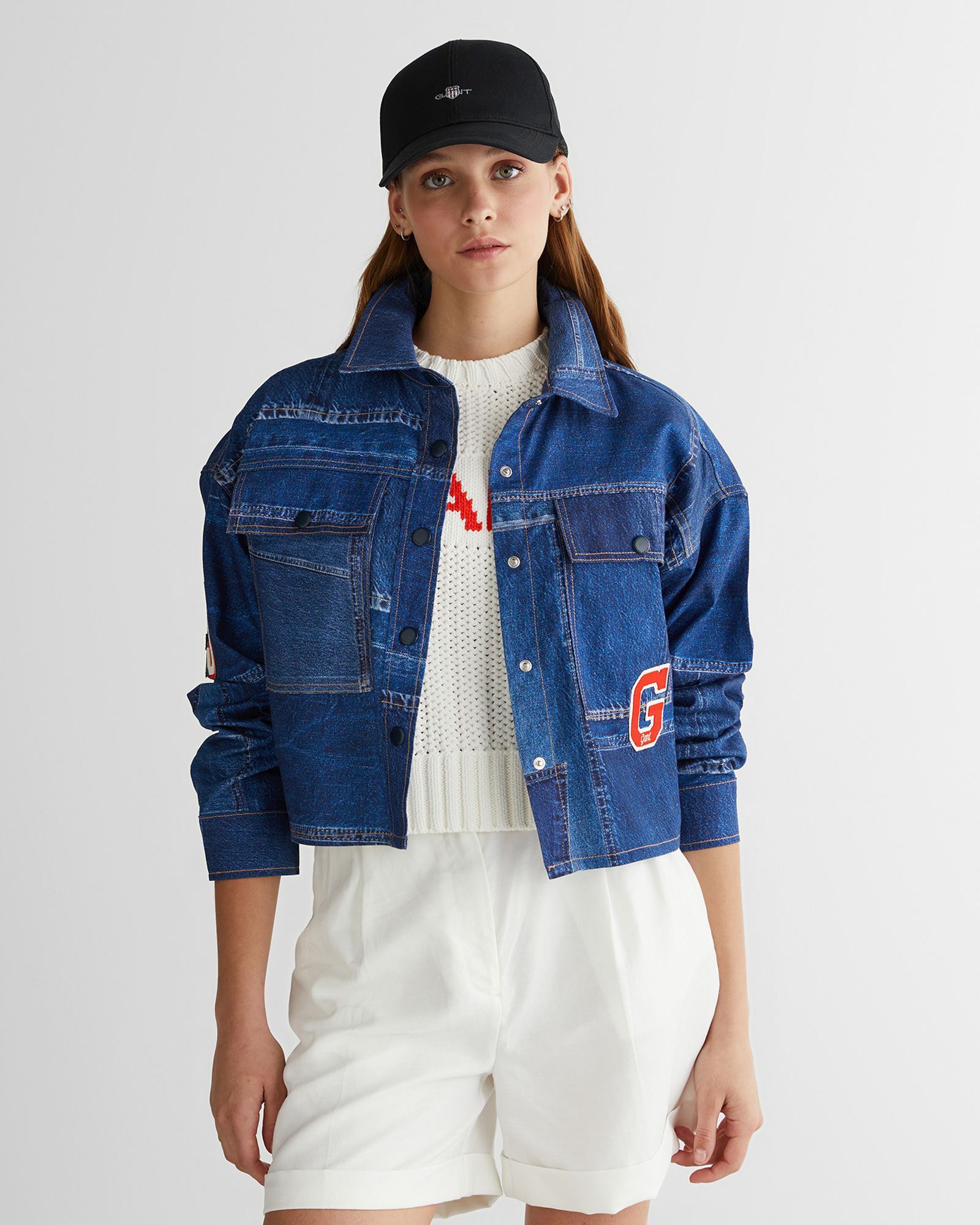  GANT Kadın Mavi Klasik Yaka Logolu Denim Ceket