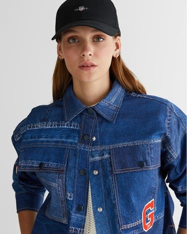  GANT Kadın Mavi Klasik Yaka Logolu Denim Ceket
