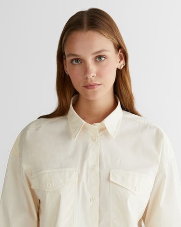  GANT Kadın Krem Klasik Yaka Logolu Gömlek