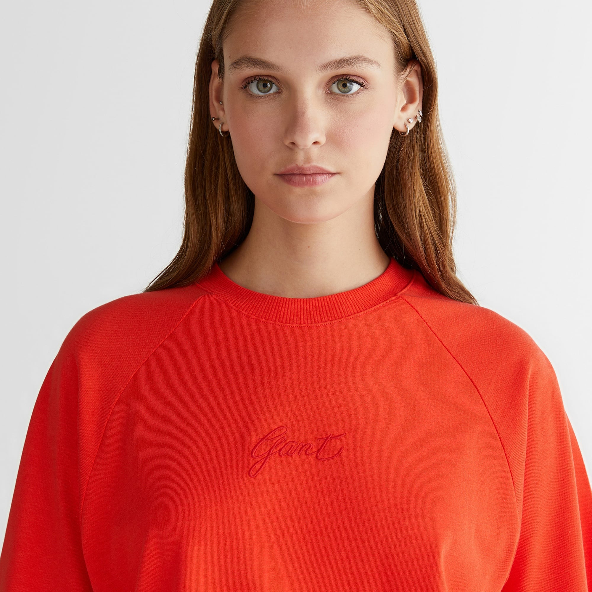 GANT Kadın Kırmızı Bisiklet Yaka Logolu T-Shirt