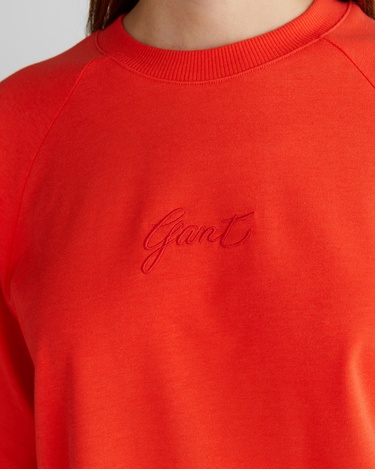  GANT Kadın Kırmızı Bisiklet Yaka Logolu T-Shirt