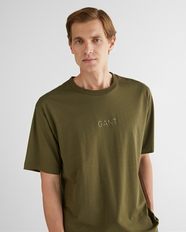  GANT Erkek Yeşil Relaxed Fit Bisiklet Yaka Logolu T-Shirt