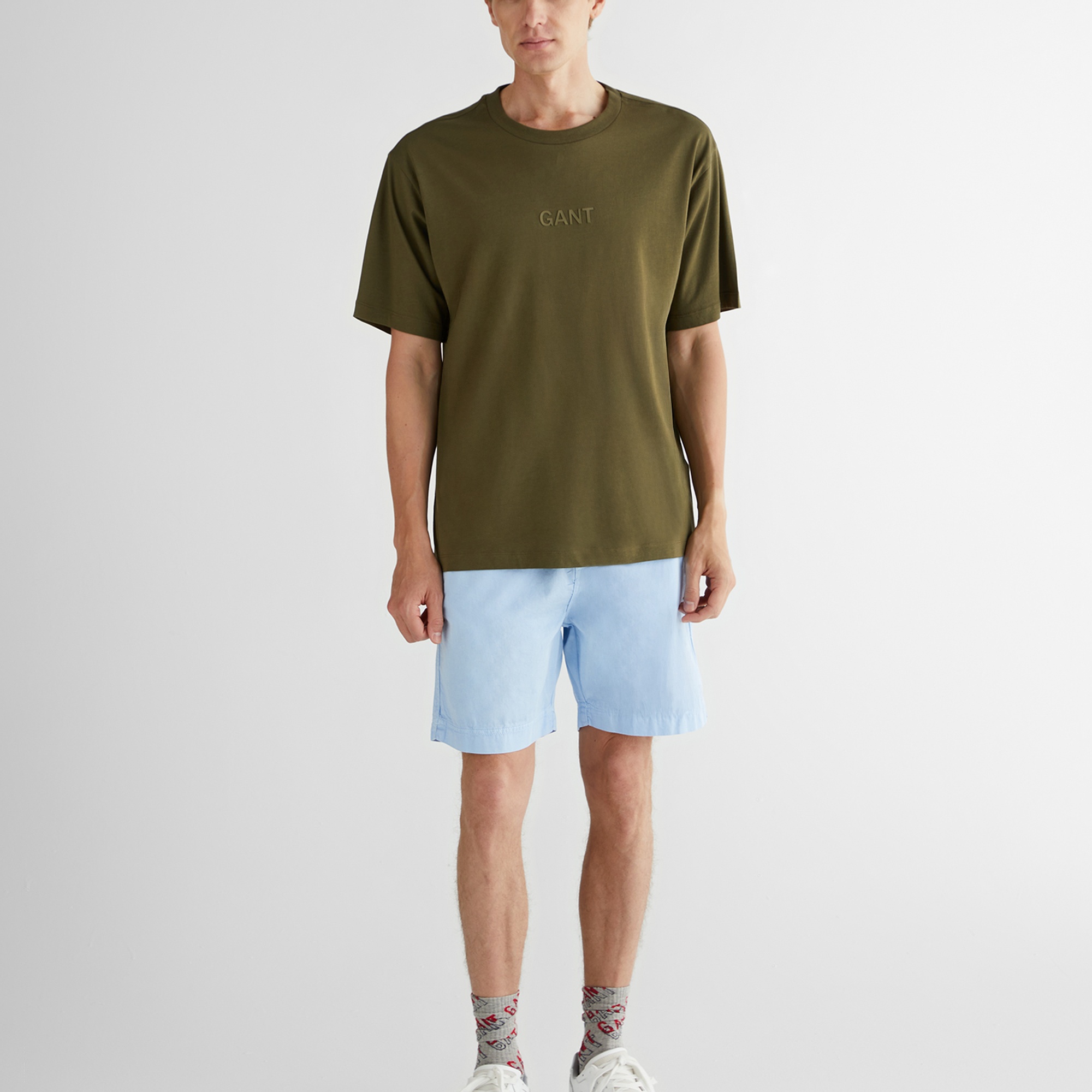 GANT Erkek Yeşil Relaxed Fit Bisiklet Yaka Logolu T-Shirt