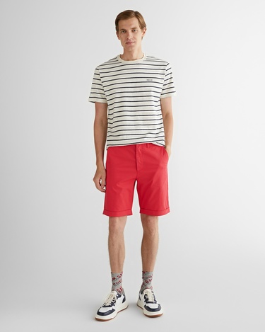  GANT Erkek Krem Regular Fit Bisiklet Yaka Çizgili T-Shirt