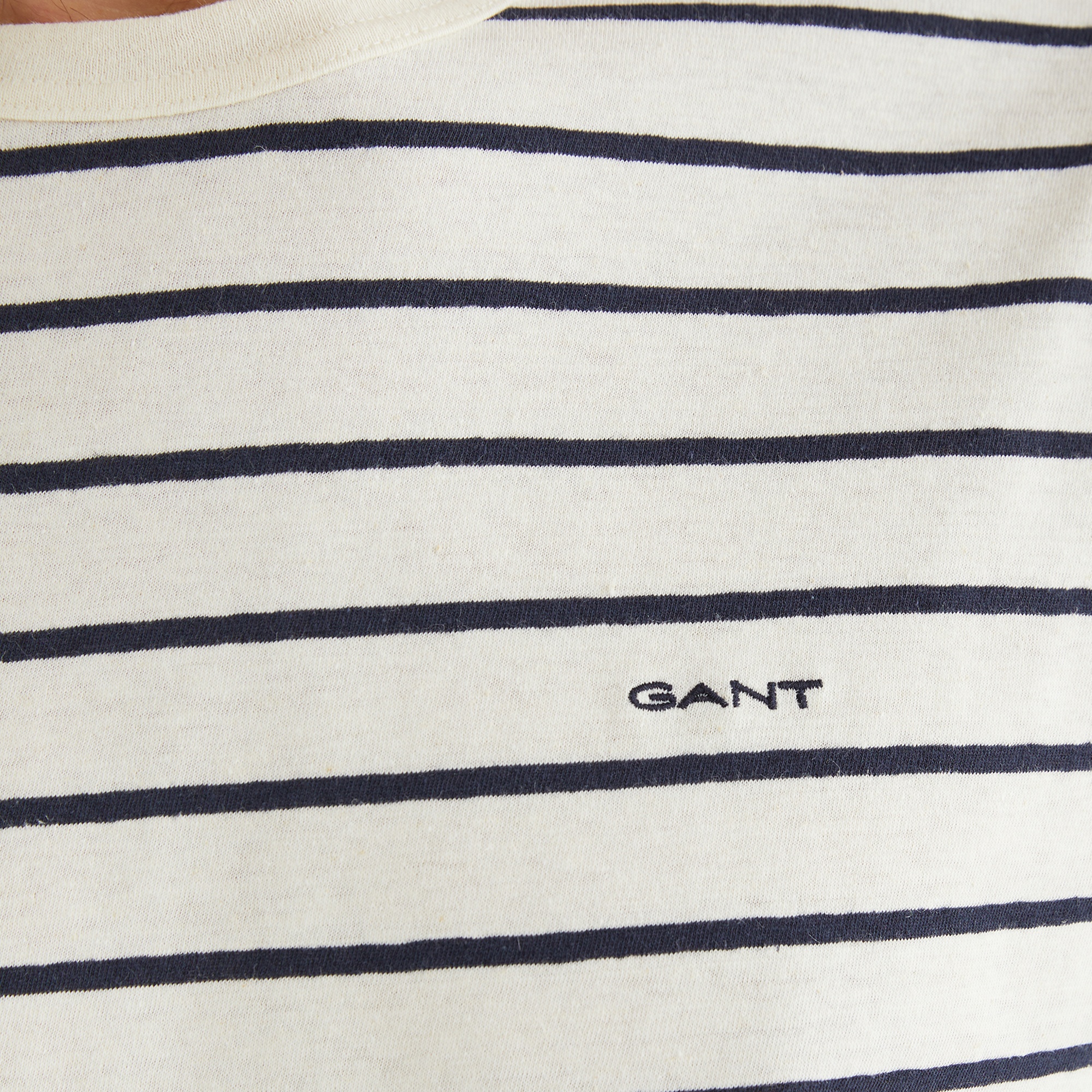 GANT Erkek Krem Regular Fit Bisiklet Yaka Çizgili T-Shirt