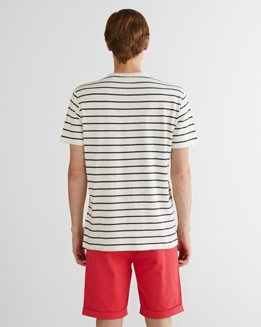  GANT Erkek Krem Regular Fit Bisiklet Yaka Çizgili T-Shirt