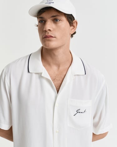  GANT Erkek Krem Relaxed Fit Klasik Yaka Logolu Gömlek