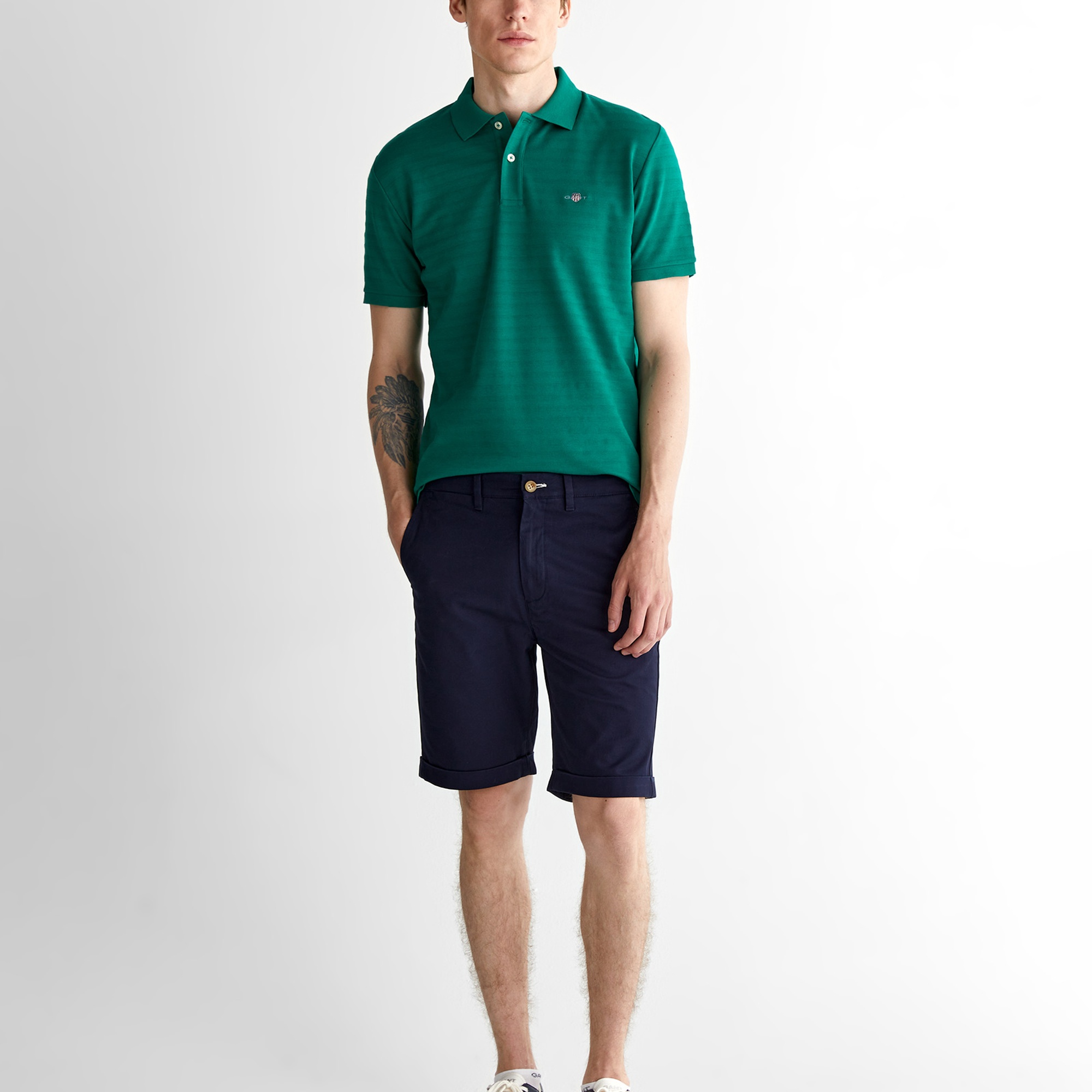 GANT Erkek Yeşil Regular Fit Çizgili Polo