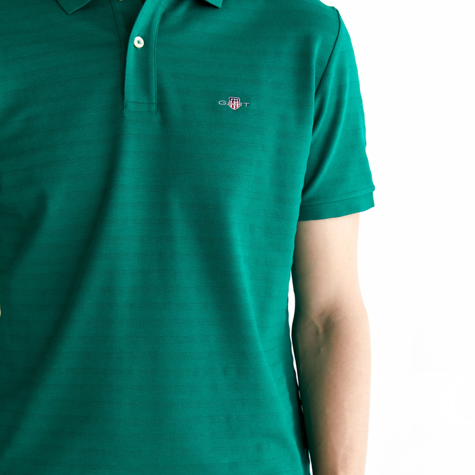 GANT Erkek Yeşil Regular Fit Çizgili Polo