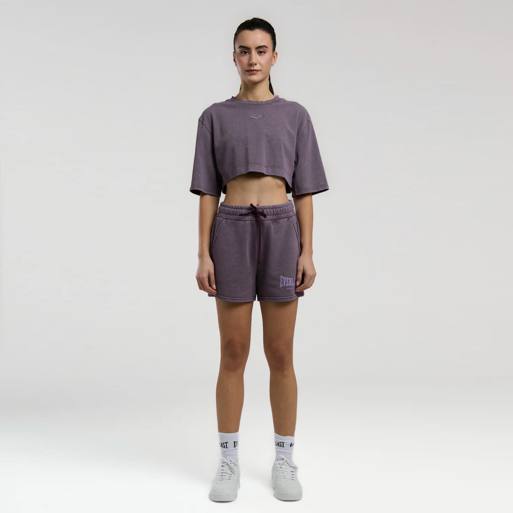  Everlast Bronx 1910 Oversize Kadın Mor Crop T-Shirt