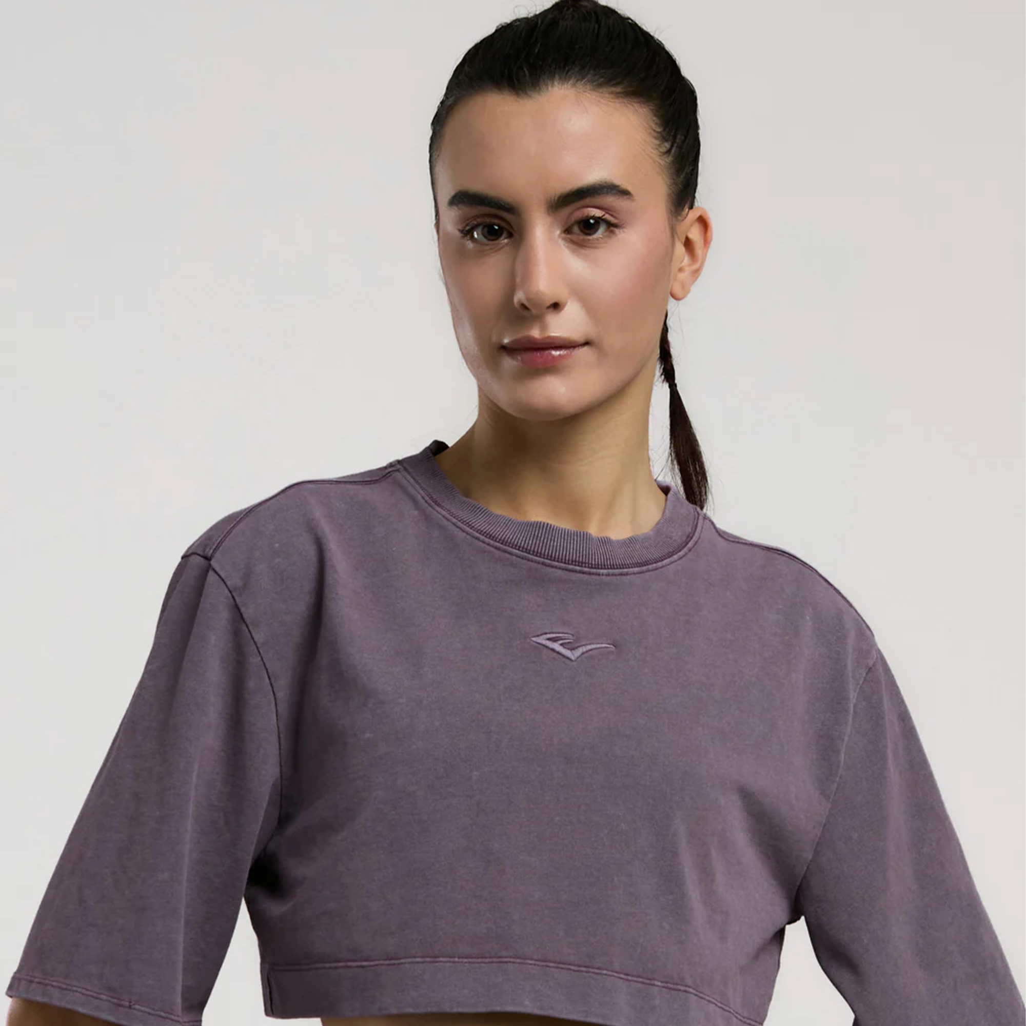 Everlast Bronx 1910 Oversize Kadın Mor Crop T-Shirt