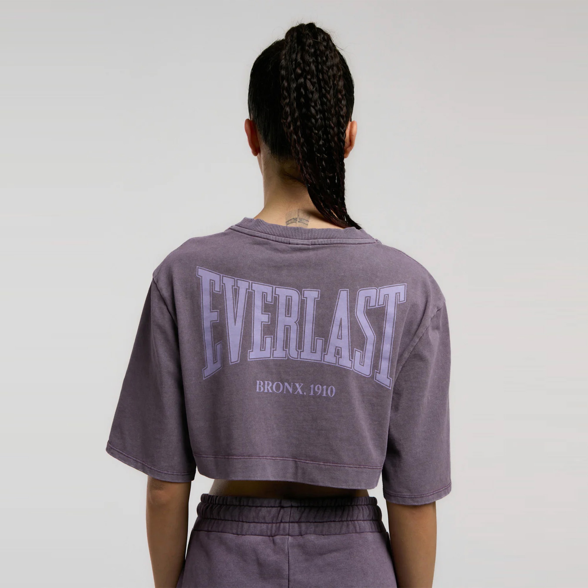 Everlast Bronx 1910 Oversize Kadın Mor Crop T-Shirt