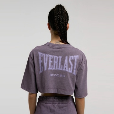  Everlast Bronx 1910 Oversize Kadın Mor Crop T-Shirt