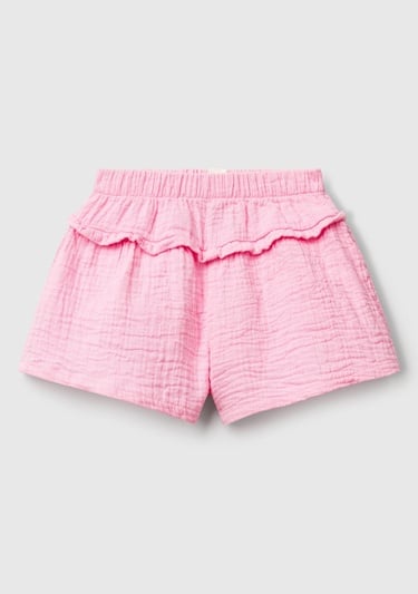 Bebek Pembe Logo Etiketli Beli Lastikli Pileli Fırfırlı Müslin Şort