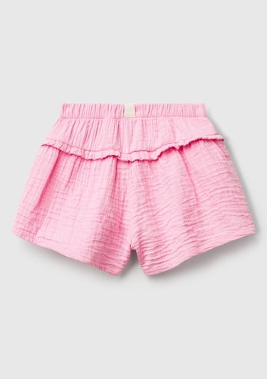  Bebek Pembe Logo Etiketli Beli Lastikli Pileli Fırfırlı Müslin Şort