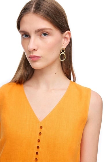  Turuncu Holas Regular Fit Düz Midi Boy Elbise