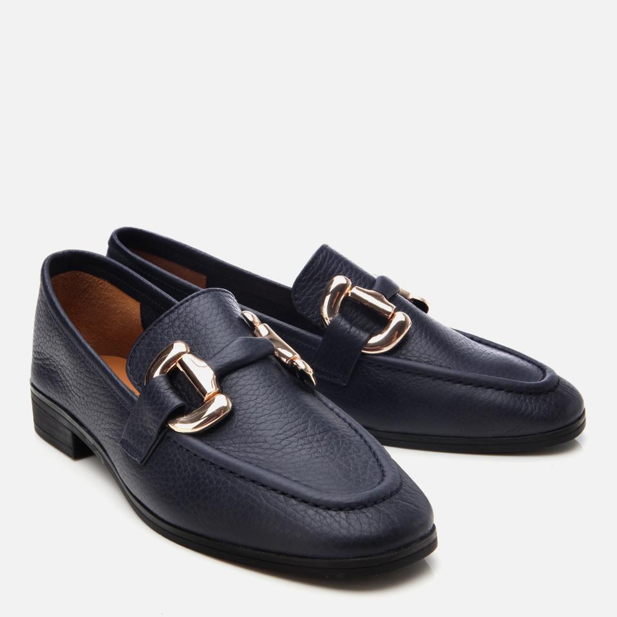 Kadın Deri Lacivert Tokalı Günlük Loafer